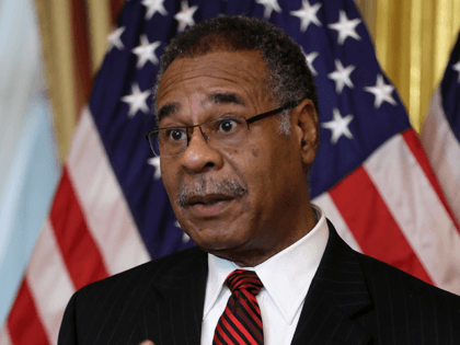 Rep. Emanuel Cleaver (D-MO) makes brief remarks after he and Speaker of the House Nancy Pelosi (D-CA) settled their friendly wager on the Super Bowl in the Speaker's ceremonial office at the U.S. Capitol February 11, 2020 in Washington, DC. The Kansas City Chiefs defeated the San Francisco 49s in …