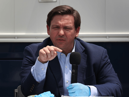 Florida Gov. Ron DeSantis speaks during a press conference at the Miami Beach Convention C