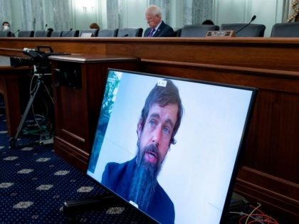 Twitter CEO Jack Dorsey testifies remotely during a hearing to discuss reforming Section 2