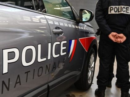 In this photo taken on December 14, 2020 the new logos of the National Police are displayed on their vehicles in Lille. (Photo by DENIS CHARLET / AFP) (Photo by DENIS CHARLET/AFP via Getty Images)