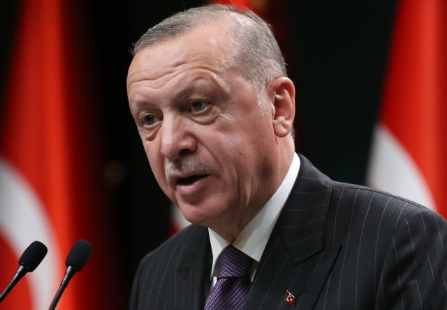 President of Turkey Recep Tayyip Erdogan makes a statement after chairing the cabinet meet