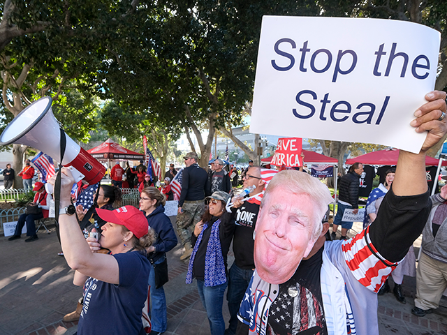 Supporters of US President Donald Trump protest in Los Angeles, California, on January 6,