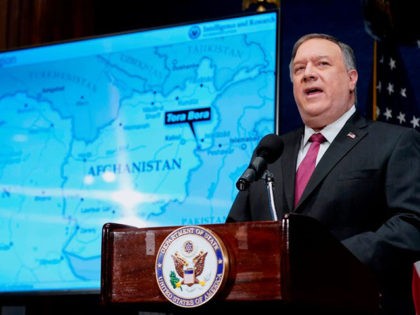 US Secretary of State Mike Pompeo speaks at the National Press Club in Washington,DC on January 12, 2021. - US Secretary of State Mike Pompeo alleged Tuesday that arch-enemy Iran has become a new "home base" for Al-Qaeda worse than Afghanistan, an assertion questioned by experts. (Photo by Andrew Harnik …
