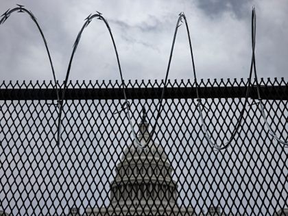 WASHINGTON, DC - JANUARY 15: Razor wire has been installed on the fence surrounding the gr