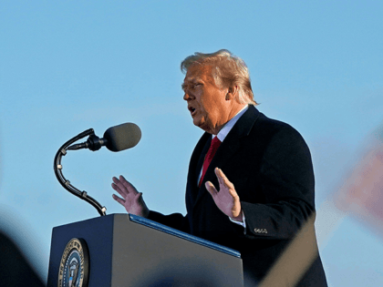 Outgoing US President Donald Trump addresses guests at Joint Base Andrews in Maryland on January 20, 2021. - President Trump and the First Lady travel to their Mar-a-Lago golf club residence in Palm Beach, Florida, and will not attend the inauguration for President-elect Joe Biden. (Photo by ALEX EDELMAN / …