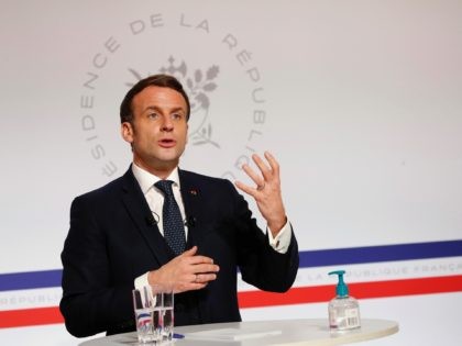 French President Emmanuel Macron attends a video conference at the Elysee Palace in Paris on January 26, 2021, as part of World Economic Forum (WEF) which usually takes place in Davos, Switzerland. - The Davos Agenda from January 25 to January 29, 2021, is an online edition due to the …