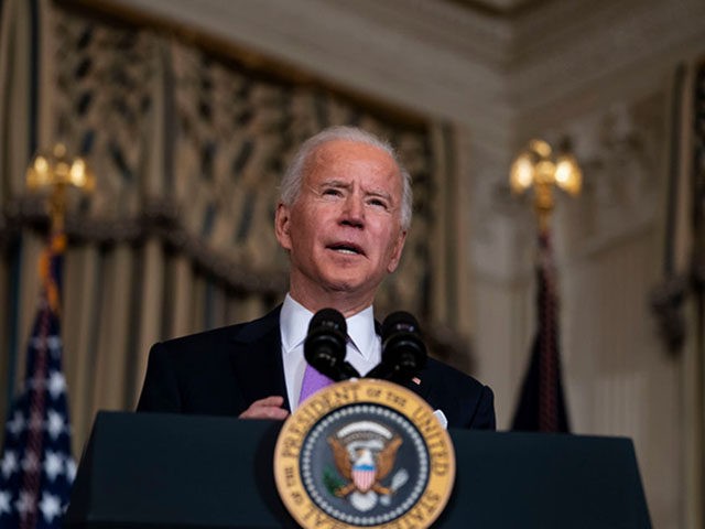 WASHINGTON, DC - JANUARY 26: U.S. President Joe Biden speaks about his racial equity agenda in the State Dining Room of the White House on January 26, 2021 in Washington, DC. President Biden signed executive actions Tuesday on housing and justice reforms, including a directive to the Department of Justice …
