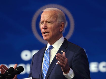 WILMINGTON, DELAWARE - JANUARY 14: U.S. President-elect Joe Biden speaks as he lays out his plan for combating the coronavirus and jump-starting the nation’s economy at the Queen theater January 14, 2021 in Wilmington, Delaware. President-elect Biden is expected to unveil a stimulus package with a price tag of trillions …