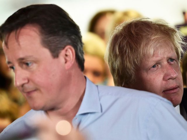LONDON, ENGLAND - MAY 5: Prime Minister David Cameron speaks as London Mayor Boris Johnso
