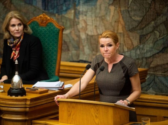 Former Danish Prime Minister Helle Thorning-Schmidt (L) and Danish Minister for Immigration, Integration and Housing Inger Stojberg attend a debate on a controversial immigration bill that includes allowing police so seize migrants' valuables on January 13, 2016 in Copenhagen. The bill has been criticised by UN refugee agency UNHCR which …