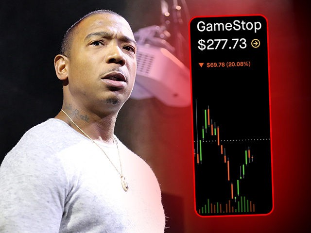 (INSET: Chart of GameStop $GME Stock price) HOUSTON, TX - FEBRUARY 03: Singer Ja Rule perf