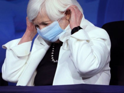 WILMINGTON, DELAWARE - DECEMBER 01: U.S. Secretary of the Treasury nominee Janet Yellen puts on a mask after speaking at an event to name President-elect Joe Biden’s economic team at the Queen Theater on December 1, 2020 in Wilmington, Delaware. Biden is nominating and appointing key positions to the Treasury …