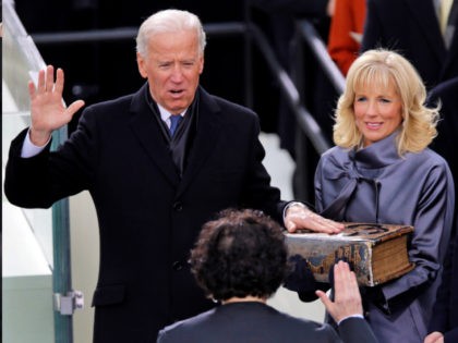 Vice President Joe Biden takes the oath of office from Associate Justice Sonia Sotomayor a