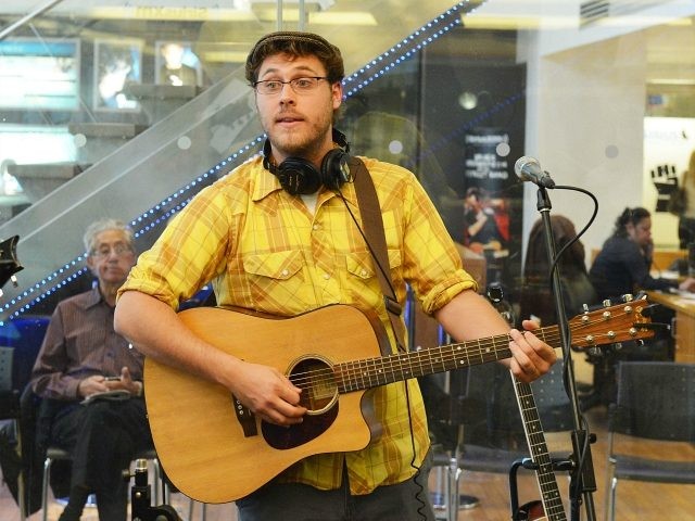 NEW YORK, NY - APRIL 27: Joe Mailander of Okee Dokee Brothers performs at SiriusXM Studio