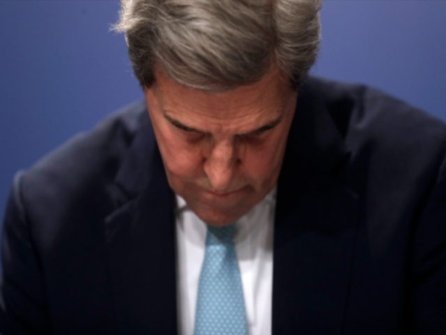 John Kerry, the former U.S. Secretary of State under the last Democrat administration looks down at the COP25 summit in Madrid, Spain, Tuesday, Dec. 10, 2019. Kerry is also attending events on the sidelines of the United Nations global climate conference, and said the absence of any representative from the …