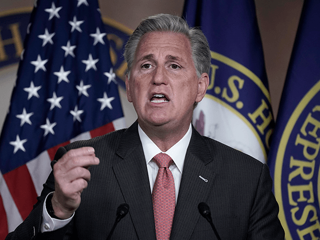 House Minority Leader Kevin McCarthy, R-Calif., talks about House Republicans and the election, during a news conference on Capitol Hill in Washington, Thursday, Nov. 12, 2020. (AP Photo/J. Scott Applewhite)