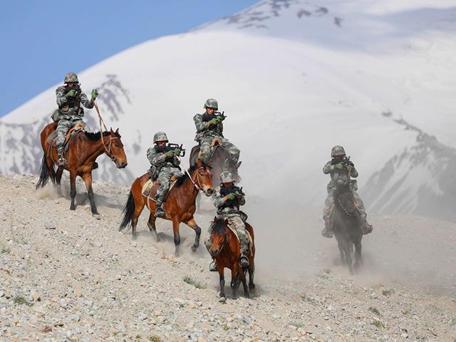 Chinese People's Liberation Army (PLA) soldiers take part in a training session at Pamir M