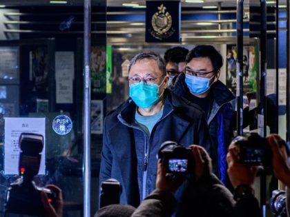 Hong Kong law professor and pro-democracy activist Benny Tai gestures outside Ma On Shan P