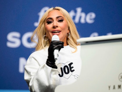 US singer Lady Gaga performs prior to Democratic presidential candidate Joe Biden speaking during a Drive-In Rally at Heinz Field in Pittsburgh, Pennsylvania, on November 2, 2020. (Photo by JIM WATSON / AFP) (Photo by JIM WATSON/AFP via Getty Images)