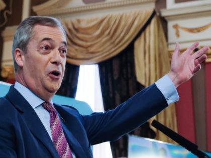 HARTLEPOOL, ENGLAND - NOVEMBER 11: Brexit Party leader Nigel Farage delivers his speech du