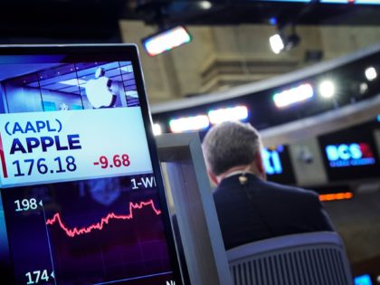 NEW YORK, NEW YORK - NOVEMBER 20: Stock numbers for Apple are displayed on a monitor on the floor of the New York Stock Exchange (NYSE), on November 20, 2018 in New York City. Markets dipped sharply again on Tuesday, with the Dow Jones Industrial Average closing over 500 points …