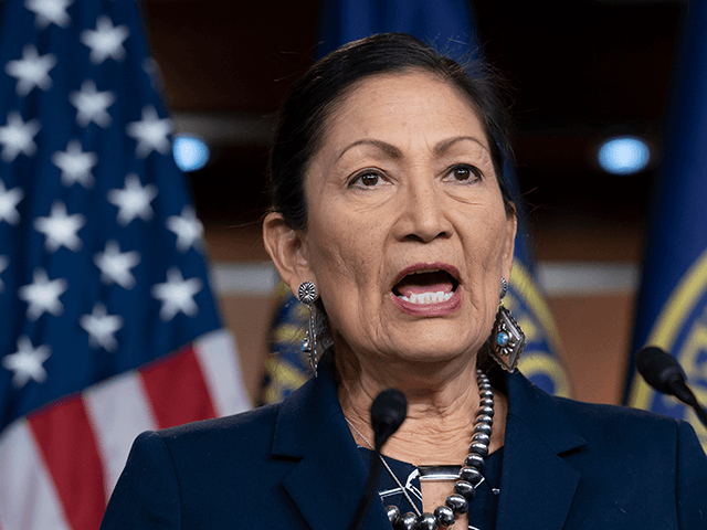 In this March 5, 2020, file photo Rep. Deb Haaland, D-N.M., Native American Caucus co-chair, speaks to reporters about the 2020 Census on Capitol Hill in Washington. President-elect Joe Biden plans to nominate Haaland as interior secretary. The historic pick would make her the first Native American to lead the …