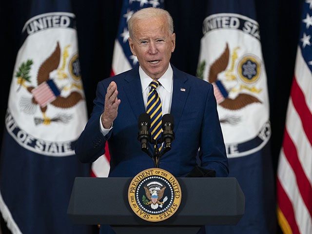 President Joe Biden delivers remarks to State Department staff, Thursday, Feb. 4, 2021, in