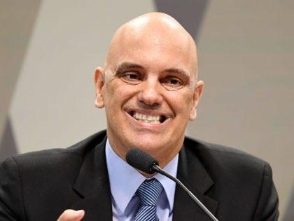 Brazilian Minister of Justice Alexandre de Moraes, appointed by Brazilian President Michel Temer for the Supreme Court, speaks during a confirmation hearing before the Senate's Constitution and Justice Commission in Brasilia on February 21, 2017. / AFP / EVARISTO SA (Photo credit should read EVARISTO SA/AFP via Getty Images)