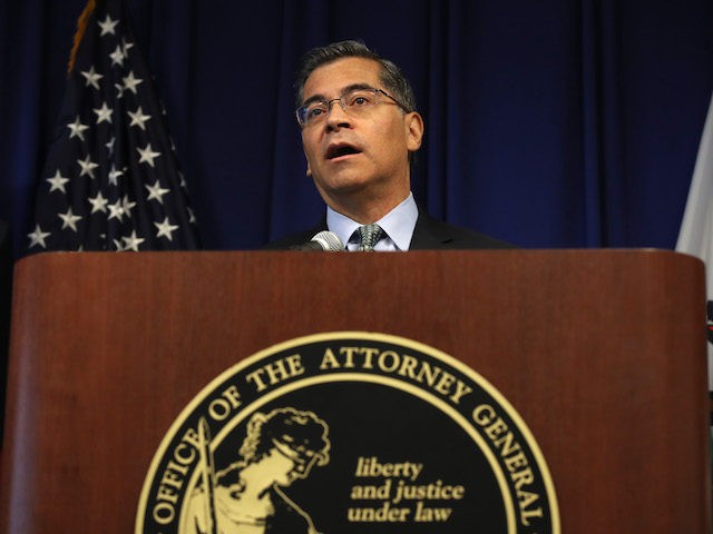 In this September 2019 file photo, California attorney general Xavier Becerra speaks during a news conference at the California justice department. (Justin Sullivan/Getty Images)