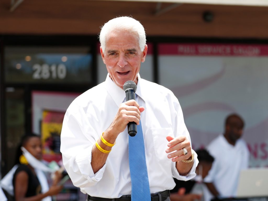 ST. PETERSBURG, FL - JUNE 19: Rep. Charlie Crist (D-FL) greets attendees during Black Lives Matters Business Expo on June 19, 2020 in St. Petersburg, Florida. The St. Petersburg Black Lives Matters group organized the Juneteenth celebration event which featured black-owned businesses from around the Tampa Bay area. (Photo by Octavio Jones/Getty Images)
