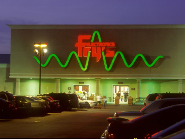 381078 19: Customers exit Fry's Electronics at the heart of Silicon Valley April, 2000 in