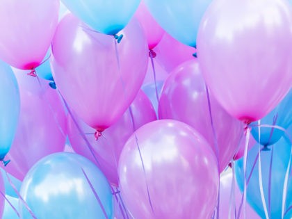 many balloons on a string, close-up abstract background