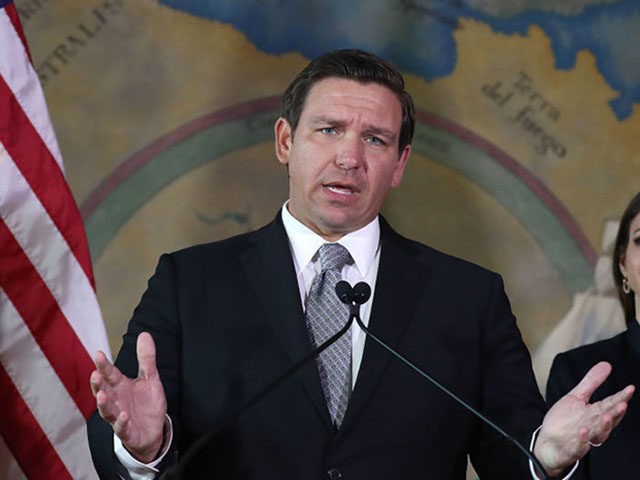 MIAMI, FLORIDA - JANUARY 09: Newly sworn-in Gov. Ron DeSantis speaks, as his wife Casey DeSantis stands near him, during an event at the Freedom Tower where he named Barbara Lagoa to the Florida Supreme Court on January 09, 2019 in Miami, Florida. Mr. DeSantis was sworn in yesterday as …