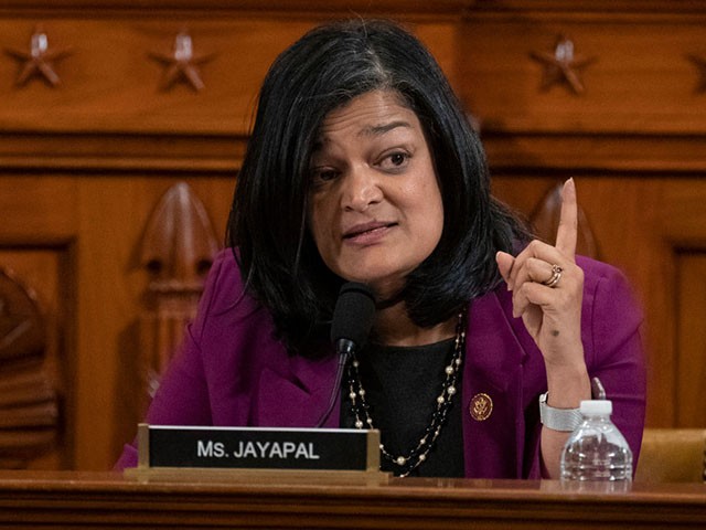 WASHINGTON, DC - DECEMBER 12: Representative Pramila Jayapal, a Democrat from Washington, speaks during a House Judiciary Committee hearing December 12, 2019 in Washington, DC. The articles of impeachment charge Trump with abuse of power and obstruction of Congress. House Democrats claim that Trump posed a 'clear and present danger' to national security and the 2020 election in his dealings with Ukraine over the past year. (Photo by Alex Edelman -Pool/Getty Images)