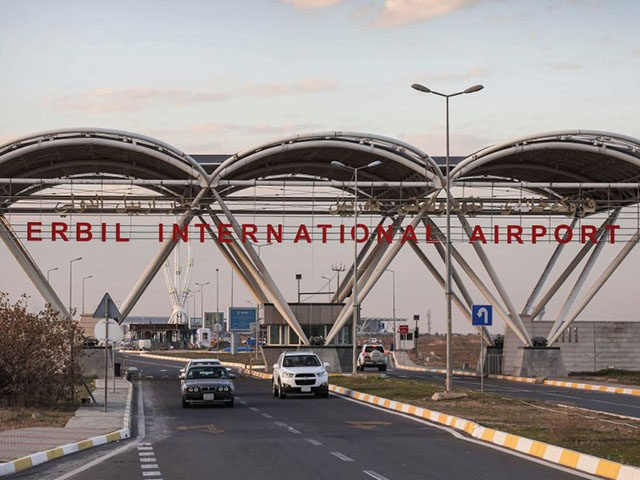 A picture taken on December 24, 2019, shows a view of the entrance of Erbil International Airport, in the capital of the northern Iraqi Kurdish autonomous region Arbil. (Photo by SAFIN HAMED / AFP) (Photo by SAFIN HAMED/AFP via Getty Images)