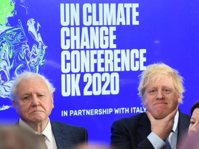 LONDON, ENGLAND - FEBRUARY 04: Sir David Attenborough and Prime minister Boris Johnson (R)