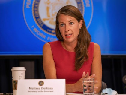 NEW YORK, NY - JULY 6: New York Secretary to the Governor Melissa DeRosa speaks during a COVID-19 briefing on July 6, 2020 in New York City. On the 128th day since the first confirmed case in New York and on the first day of phase 3 of the reopening, …