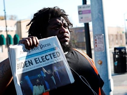 David Woods sells the Sunday Detroit Free Press on Livernois and Seven Mile Road announcing that Joe Biden has been declared President-elect on November 8, 2020 in Detroit, Michigan. - One of the most prominent Republicans in the US Congress on Sunday urged Donald Trump to "fight hard" and not …