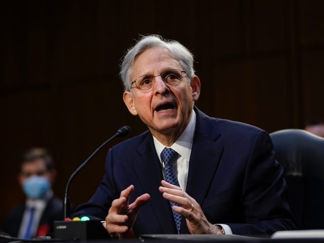 WASHINGTON, DC - FEBRUARY 22: Attorney General nominee Merrick Garland testifies during his confirmation hearing before the Senate Judiciary Committee in the Hart Senate Office Building on February 22, 2021 in Washington, DC. Garland previously served at the Chief Judge for the U.S. Court of Appeals for the District of …