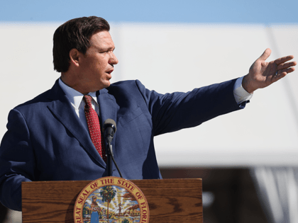 Florida Governor Ron DeSantis speaks during a press conference about the opening of a COVID-19 vaccination site at the Hard Rock Stadium on January 06, 2021 in Miami Gardens, Florida. The governor announced that the stadium's parking lot which offers COVID-19 tests will begin to offer COVID-19 vaccinations for residents …