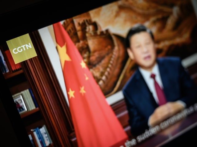 LONDON, ENGLAND - FEBRUARY 04: President Xi Jinping of China is seen on a programme from the CGTN archive as it plays on a computer monitor on February 04, 2021 in London, England. Ofcom say that Star China Media Limited (SCML) who owns the licence for China Global Television Network …