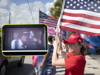 WEST PALM BEACH, FLORIDA - FEBRUARY 15: Tyler Scaglione, 14, and other supporters of former President Donald Trump gather along Southern Blvd near Trump's Mar-a-Lago home on February 15, 2021 in West Palm Beach, Florida. The rally participants lined the street on President's Day to show support for him after …