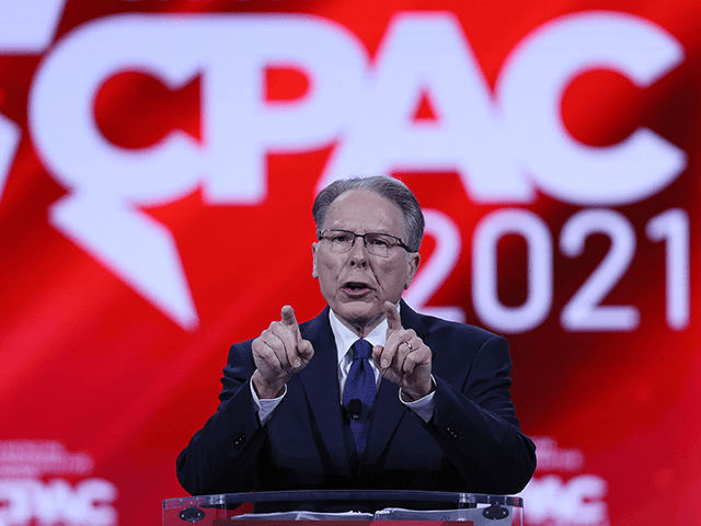 Wayne LaPierre, National Rifle Association, addresses the Conservative Political Action Conference held in the Hyatt Regency on February 28, 2021 in Orlando, Florida. Begun in 1974, CPAC brings together conservative organizations, activists, and world leaders to discuss issues important to them. (Photo by Joe Raedle/Getty Images)