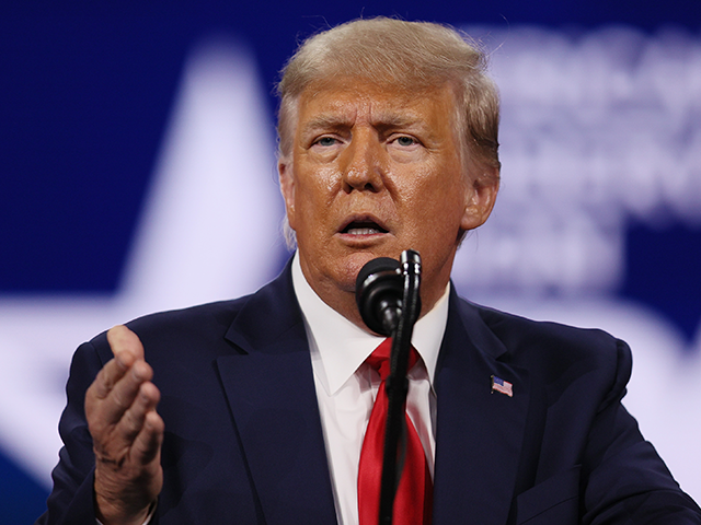 Former U.S. President Donald Trump addresses the Conservative Political Action Conference (CPAC) held in the Hyatt Regency on February 28, 2021 in Orlando, Florida. Begun in 1974, CPAC brings together conservative organizations, activists, and world leaders to discuss issues important to them. (Photo by Joe Raedle/Getty Images)