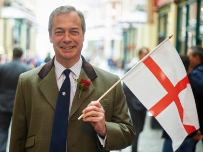 Saint George's Day is the feast day of Saint George, the patron saint of England, in Christian tradition. UKIP leader Nigel Farage called for St George's Day to be a national bank holiday. / AFP / NIKLAS HALLE'N (Photo credit should read NIKLAS HALLE'N/AFP via Getty Images)