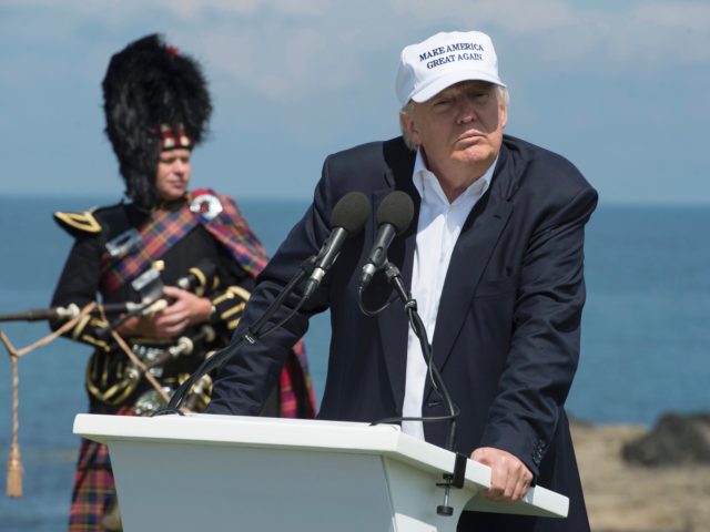 Donald Trump hailed Britain's vote to leave the EU as "fantastic" shortly after arriving in Scotland on Friday for his first international trip since becoming the presumptive Republican presidential nominee. / AFP / OLI SCARFF (Photo credit should read OLI SCARFF/AFP via Getty Images)