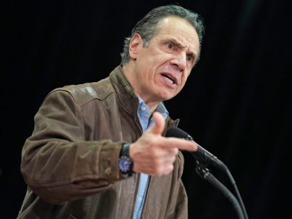 New York Governor Andrew Cuomo speaks during a press conference before the opening of a ma