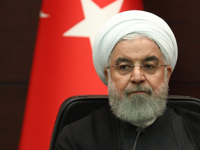 In this September 2019 file photo, Iranian President Hassan Rouhani speaks during a joint