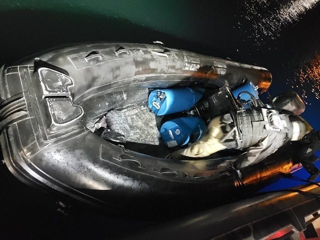 CBP and Border Patrol agents interdict a smuggling incident where 12 people were packed on a small boat. (Photo: U.S. Border Patrol/San Diego Sector)