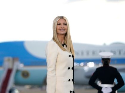 Ivanka Trump smiles as she arrives at Joint Base Andrews in Maryland for US President Donald Trump's departure on January 20, 2021. She relocated to Florida with her family after the 2020 Election. (Photo by ALEX EDELMAN/AFP via Getty Images)